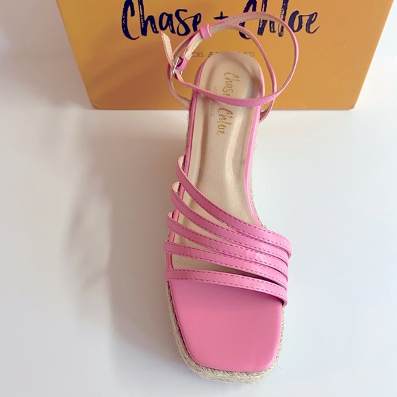 NWT Chase +Chloe Barbiecore Summer Platform Wedge Espadrille Size 9 - Picture 4 of 5